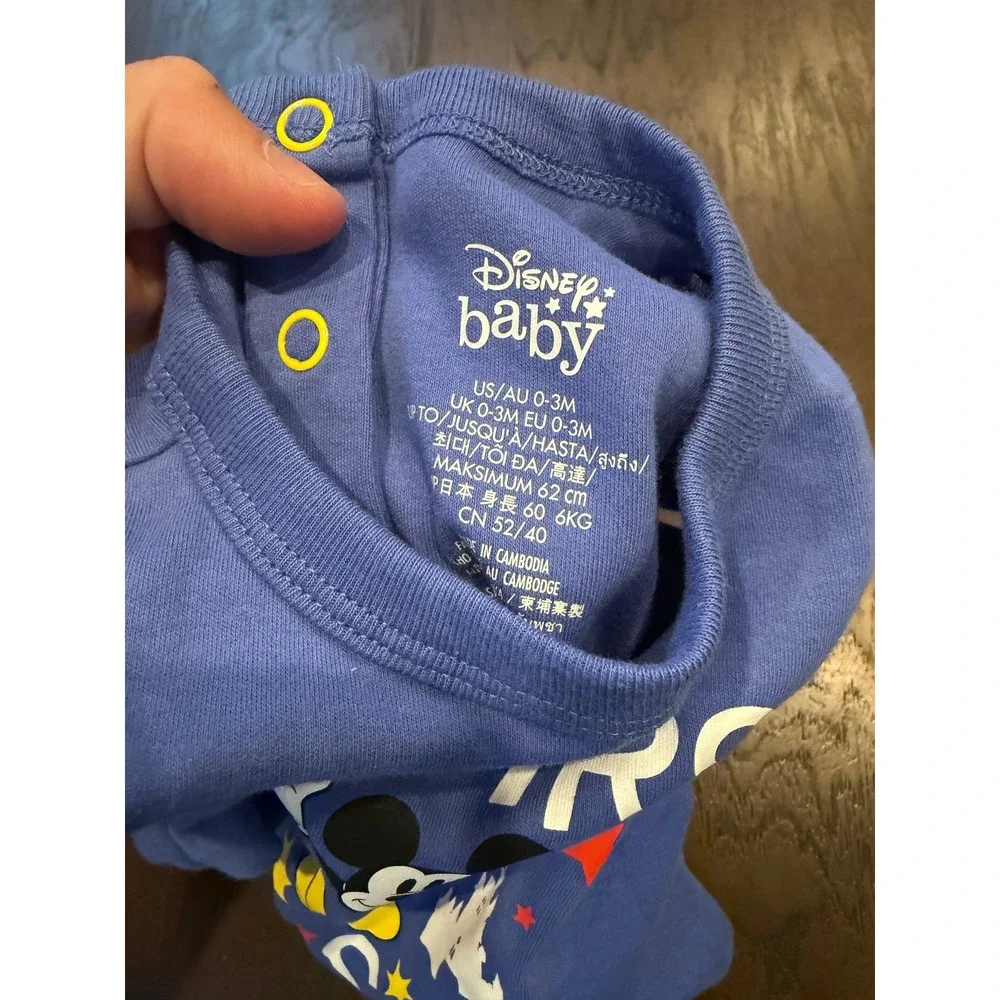 Disney Baby Mickey Mouse My First Visit Bodysuit Blue 0-3M NWT